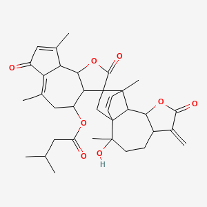 (2'-hydroxy-2',6,9,11'-tetramethyl-6'-methylidene-2,7,7'-trioxospiro[4,5,9a,9b-tetrahydro-3aH-azuleno[4,5-b]furan-3,15'-8-oxatetracyclo[9.2.2.01,10.05,9]pentadec-12-ene]-4-yl) 3-methylbutanoate