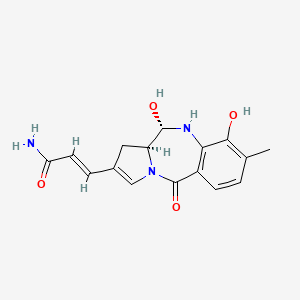 molecular formula C16H17N3O4 B10846975 (E)-3-[(6S,6aS)-4,6-dihydroxy-3-methyl-11-oxo-5,6,6a,7-tetrahydropyrrolo[2,1-c][1,4]benzodiazepin-8-yl]prop-2-enamide 