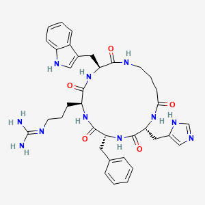 molecular formula C36H45N11O5 B10847271 c(his-D-phe-arg-trp-Abu) 