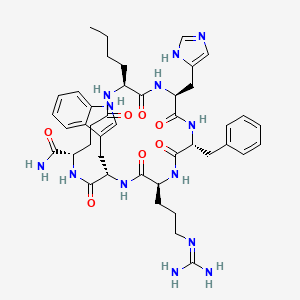 molecular formula C43H57N13O7 B10847416 c[Nle-His-D-Phe-Arg-Trp-Glu]-NH2 