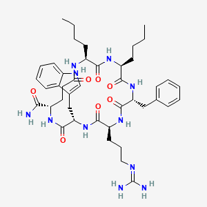 molecular formula C43H61N11O7 B10847430 c[Nle-Nle-D-Phe-Arg-Trp-Glu]-NH2 