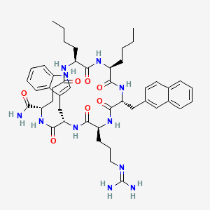 molecular formula C47H63N11O7 B10847444 c[Nle-Nle-D-Nal(2')-Arg-Trp-Glu]-NH2 