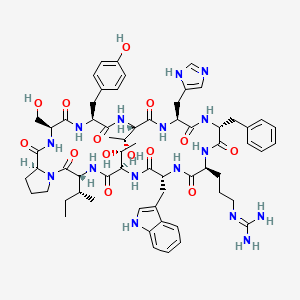 molecular formula C63H84N16O14 B10847460 c[Ser-Tyr-Thr-His-Dphe-Arg-Trp-Thr-Ile-Pro] 