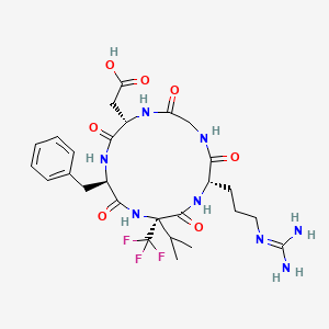 molecular formula C27H37F3N8O7 B10847471 c[RGDf-(R)-alpha-TfmV] 