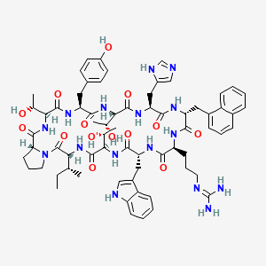 molecular formula C68H88N16O14 B10847491 c[Thr-Tyr-Thr-His-DNaf-Arg-Trp-Thr-Ile-Pro] 