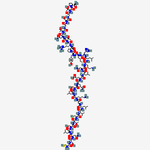 (4S)-4-[[(2S)-5-amino-2-[[(2S)-2-[[(2S)-2-[[(2S)-6-amino-2-[[2-[[(2S)-2-[[(2S)-2-[[(2R)-2-[[(2S,3R)-2-[[(2S)-2-[[(2S)-2-[[(2S)-4-amino-2-[[(2S)-2-[[(2R)-2-amino-3-sulfanylpropanoyl]amino]-3-hydroxypropanoyl]amino]-4-oxobutanoyl]amino]-4-methylpentanoyl]amino]-3-hydroxypropanoyl]amino]-3-hydroxybutanoyl]amino]-3-sulfanylpropanoyl]amino]-3-methylbutanoyl]amino]-4-methylpentanoyl]amino]acetyl]amino]hexanoyl]amino]-4-methylpentanoyl]amino]-3-hydroxypropanoyl]amino]-5-oxopentanoyl]amino]-5-[[(2S)-1-[[(2S)-4-amino-1-[[(2S)-6-amino-1-[[(2S)-1-[[(2S)-1-[[(2S)-1-[[(2S)-1-[(2R)-2-[[(2S)-1-[[(2S,3R)-1-[[(2S)-4-amino-1-[[(2S,3R)-1-[[2-[[(2S)-1-[[2-[[(2S,3R)-1-[(2R)-2-carbamoylpyrrolidin-1-yl]-3-hydroxy-1-oxobutan-2-yl]amino]-2-oxoethyl]amino]-3-hydroxy-1-oxopropan-2-yl]amino]-2-oxoethyl]amino]-3-hydroxy-1-oxobutan-2-yl]amino]-1,4-dioxobutan-2-yl]amino]-3-hydroxy-1-oxobutan-2-yl]amino]-5-(diaminomethylideneamino)-1-oxopentan-2-yl]carbamoyl]pyrrolidin-1-yl]-3-(4-hydroxyphenyl)-1-oxopropan-2-yl]amino]-1-oxohexan-2-yl]amino]-3-(1H-imidazol-4-yl)-1-oxopropan-2-yl]amino]-4-methyl-1-oxopentan-2-yl]amino]-1-oxohexan-2-yl]amino]-1,4-dioxobutan-2-yl]amino]-4-methyl-1-oxopentan-2-yl]amino]-5-oxopentanoic acid