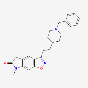 molecular formula C24H27N3O2 B10847771 5,7-Dihydro-7-methyl-3-(2-(1-(phenylmethyl)-4-piperidinyl)ethyl)-6H-pyrrolo(3,2-F)-1,2-benzisoxazol-6-one CAS No. 145508-87-8