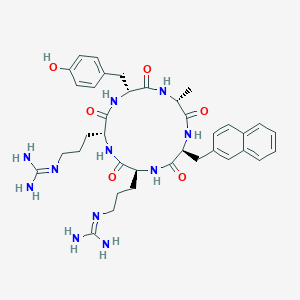 molecular formula C37H49N11O6 B10847775 cyclo(-D-Tyr-D-Arg-L-Arg-L-Nal-D-Ala-) 