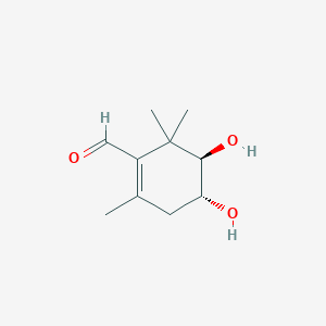 molecular formula C10H16O3 B10847807 (4R,5R)-4,5-dihydroxy-2,6,6-trimethylcyclohexene-1-carbaldehyde 