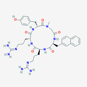 molecular formula C37H49N11O6 B10847850 cyclo(-D-Tyr-D-Arg-L-Arg-L-Nal-Sar-) 