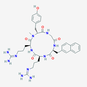 molecular formula C37H49N11O6 B10847858 cyclo(-D-MeTyr-L-Arg-L-Arg-L-Nal-Gly-) 