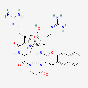 molecular formula C37H49N11O6 B10847872 cyclo(-D-Tyr-D-Arg-L-Arg-L-Nal-beta-Ala-) 