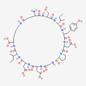 molecular formula C54H80N12O21 B10847904 H-DL-Glu(1)-DL-Ser-DL-xiIle-DL-Tyr-DL-Asp-DL-Pro-Gly-DL-Asp-DL-Asp-DL-xiIle-DL-Lys(1)-OH 