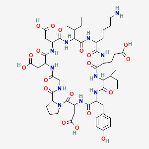 molecular formula C51H75N11O19 B10847938 cyclo[DL-Asp-DL-Asp-DL-xiIle-DL-Lys-DL-Glu-DL-xiIle-DL-Tyr-DL-Asp-DL-Pro-Gly] 