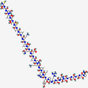 molecular formula C146H244N44O47S2 B10847947 (4S)-4-[[(2S)-2-[[(2S)-2-[[(2S)-2-[[(2S)-6-amino-2-[[2-[[(2S)-2-[[(2S)-2-[[(2R)-2-[[(2S,3R)-2-[[(2S)-2-[[(2S)-2-[[(2S)-2-[[(2S)-2-[[(2R)-2-amino-1-hydroxy-3-sulfanylpropylidene]amino]-1,3-dihydroxypropylidene]amino]-1,4-dihydroxy-4-iminobutylidene]amino]-1-hydroxy-4-methylpentylidene]amino]-1,3-dihydroxypropylidene]amino]-1,3-dihydroxybutylidene]amino]-1-hydroxy-3-sulfanylpropylidene]amino]-1-hydroxy-3-methylbutylidene]amino]-1-hydroxy-4-methylpentylidene]amino]-1-hydroxyethylidene]amino]-1-hydroxyhexylidene]amino]-1-hydroxy-4-methylpentylidene]amino]-1,3-dihydroxypropylidene]amino]-1,5-dihydroxy-5-iminopentylidene]amino]-5-[(2S)-1-[(2S)-1-[(2S)-6-amino-1-[(2S)-1-[(2S)-1-[(2S)-1-[1-[(2R)-2-[N-[(2S)-5-carbamimidamido-1-[(2S,3R)-1-[(2S)-1-[(2S,3R)-1-[2-[(2S)-1,3-dihydroxy-1-[2-hydroxy-2-[(2S,3R)-3-hydroxy-1-[(2R)-2-(C-hydroxycarbonimidoyl)pyrrolidin-1-yl]-1-oxobutan-2-yl]iminoethyl]iminopropan-2-yl]imino-2-hydroxyethyl]imino-1,3-dihydroxybutan-2-yl]imino-1,4-dihydroxy-4-iminobutan-2-yl]imino-1,3-dihydroxybutan-2-yl]imino-1-hydroxypentan-2-yl]-C-hydroxycarbonimidoyl]pyrrolidin-1-yl]-3-(4-hydroxyphenyl)-1-oxopropan-2-yl]imino-1-hydroxyhexan-2-yl]imino-1-hydroxy-3-(1H-imidazol-5-yl)propan-2-yl]imino-1-hydroxy-4-methylpentan-2-yl]imino-1-hydroxyhexan-2-yl]imino-1,4-dihydroxy-4-iminobutan-2-yl]imino-1-hydroxy-4-methylpentan-2-yl]imino-5-hydroxypentanoic acid 