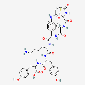 2-[[2-[[6-Amino-2-[[11-butan-2-yl-3,6,9,12-tetraoxo-8-(sulfanylmethyl)-2,7,10,13-tetrazabicyclo[13.2.2]nonadeca-1(17),15,18-triene-14-carbonyl]amino]hexanoyl]amino]-3-(4-hydroxyphenyl)propanoyl]amino]-3-(4-hydroxyphenyl)propanoic acid