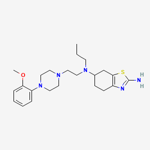 molecular formula C23H35N5OS B10848073 (+)-N6-(2-(4-(2-Methoxyphenyl)piperazin-1-yl)ethyl)-N6-propyl-4,5,6,7-tetrahydrobenzo[d]thiazole-2,6-diamine 