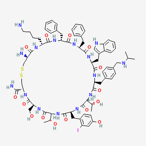 Des-AA1,2,5-[D-Trp8,IAmp9,m-I-Tyr11]Cbm-SRIF