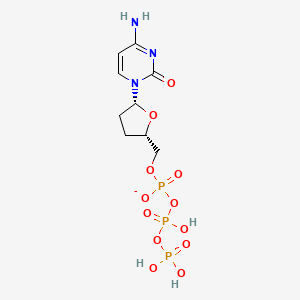 molecular formula C9H15N3O12P3- B10848247 sodium ((2S,5R)-5-(4-amino-2-oxopyrimidin-1(2H)-yl)tetrahydrofuran-2-yl)methyl trihydrogentriphosphate 