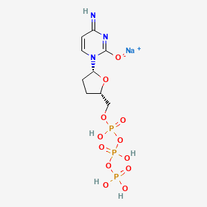 molecular formula C9H15N3NaO12P3 B10848300 sodium;1-[(2R,5S)-5-[[hydroxy-[hydroxy(phosphonooxy)phosphoryl]oxyphosphoryl]oxymethyl]oxolan-2-yl]-4-iminopyrimidin-2-olate 