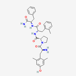 molecular formula C35H43N5O5 B10848346 Dmt-Pro-Mmp-Phe-NH2 