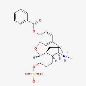 molecular formula C24H25NO7S B10848355 [(4R,4aR,7S,7aR,12bS)-9-benzoyloxy-3-methyl-1,2,3,4,4a,5,6,7,7a,13-decahydro-4,12-methanobenzofuro[3,2-e]isoquinolin-3-ium-7-yl] sulfate 