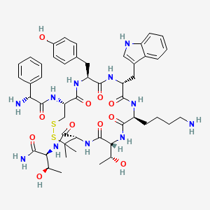 molecular formula C50H67N11O11S2 B10848409 D-PhGly-Cys-Tyr-D-Trp-Lys-Thr-Pen-Thr-NH2 