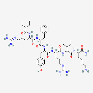 molecular formula C48H78N14O8 B10848578 6-Amino-2-[[2-[[5-(diaminomethylideneamino)-2-[[2-[[2-[[5-(diaminomethylideneamino)-2-(2-ethylbutanoylamino)pentanoyl]amino]-3-phenylpropanoyl]amino]-3-(4-hydroxyphenyl)propanoyl]amino]pentanoyl]amino]-3-methylpentanoyl]amino]hexanamide 