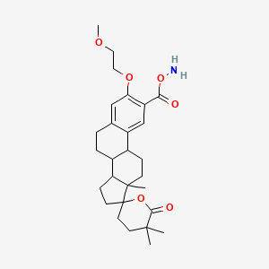 molecular formula C28H39NO6 B10848606 amino 3-(2-methoxyethoxy)-5',5',13-trimethyl-6'-oxospiro[7,8,9,11,12,14,15,16-octahydro-6H-cyclopenta[a]phenanthrene-17,2'-oxane]-2-carboxylate 