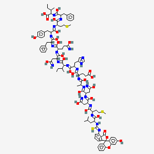 molecular formula C107H136N22O27S3 B10848758 Fitc-lmnnaehinqfymfi 