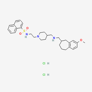 molecular formula C31H43Cl2N3O3S B10848777 1-Naphthalenesulfonamide, N-(2-(4-((((6,7,8,9-tetrahydro-3-methoxy-5H-benzocyclohepten-6-yl)methyl)amino)methyl)-1-piperidinyl)ethyl)-, dihydrochloride CAS No. 345955-69-3