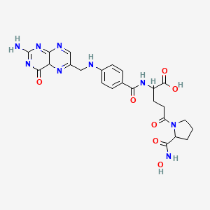 molecular formula C24H27N9O7 B10848806 2-[[4-[(2-amino-4-oxo-4aH-pteridin-6-yl)methylamino]benzoyl]amino]-5-[2-(hydroxycarbamoyl)pyrrolidin-1-yl]-5-oxopentanoic acid 