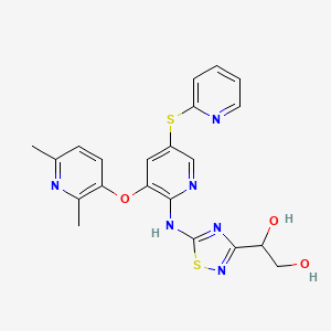 1-[5-[[3-(2,6-Dimethylpyridin-3-yl)oxy-5-pyridin-2-ylsulfanylpyridin-2-yl]amino]-1,2,4-thiadiazol-3-yl]ethane-1,2-diol