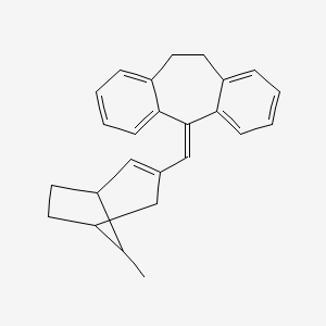 molecular formula C25H26 B10848847 2-[(8-Methyl-3-bicyclo[3.2.1]oct-2-enyl)methylidene]tricyclo[9.4.0.03,8]pentadeca-1(15),3,5,7,11,13-hexaene 