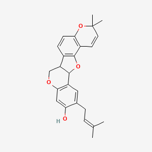 molecular formula C25H26O4 B10848876 17,17-Dimethyl-8-(3-methylbut-2-enyl)-4,12,18-trioxapentacyclo[11.8.0.02,11.05,10.014,19]henicosa-1(13),5(10),6,8,14(19),15,20-heptaen-7-ol 