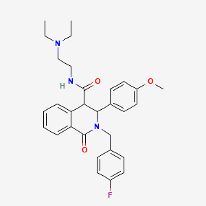 molecular formula C30H34FN3O3 B10848905 N-[2-(Diethylamino)ethyl]-2-[(4-fluorophenyl)methyl]-3-(4-methoxyphenyl)-1-oxo-1,2,3,4-tetrahydroisoquinoline-4-carboxamide 