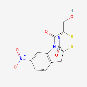 11-(Hydroxymethyl)-15-methyl-6-nitro-12,13-dithia-9,15-diazatetracyclo[9.2.2.01,9.03,8]pentadeca-3(8),4,6-triene-10,14-dione