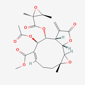 molecular formula C23H28O10 B10848958 methyl (1S,2R,4R,7E,9R,10R,11S)-9-acetyloxy-10-[(2S,3S)-2,3-dimethyloxirane-2-carbonyl]oxy-4-methyl-12-methylidene-13-oxo-3,14-dioxatricyclo[9.3.0.02,4]tetradec-7-ene-8-carboxylate 