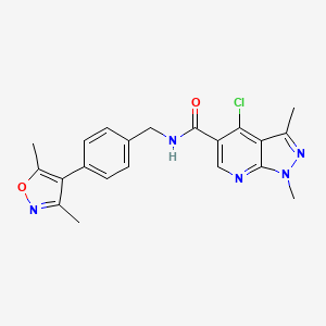 4-chloro-N-[[4-(3,5-dimethyl-1,2-oxazol-4-yl)phenyl]methyl]-1,3-dimethylpyrazolo[3,4-b]pyridine-5-carboxamide