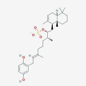 sodium (2R,3R)-9-(2,5-dihydroxyphenyl)-3,7-dimethyl-1-((1S,4aS,8aS)-2,5,5,8a-tetramethyl-1,4,4a,5,6,7,8,8a-octahydronaphthalen-1-yl)non-7-en-2-yl sulfate