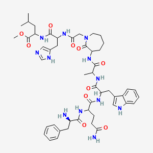 methyl 2-[[2-[[2-[3-[2-[[2-[[5-amino-2-[[(2R)-2-amino-3-phenylpropanoyl]amino]-5-oxopentanoyl]amino]-3-(1H-indol-3-yl)propanoyl]amino]propanoylamino]-2-oxoazepan-1-yl]acetyl]amino]-3-(1H-imidazol-5-yl)propanoyl]amino]-4-methylpentanoate