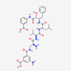 3-amino-5-[[(2S)-2-amino-3-[[(2S)-1-[[(2S)-1-[[(2S,3R)-4-(3-carboxyanilino)-3-hydroxy-4-oxo-1-phenylbutan-2-yl]amino]-4-methyl-1-oxopentan-2-yl]amino]-3-methyl-1-oxobutan-2-yl]amino]-3-oxopropyl]carbamoyl]benzoic acid