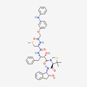 (R)-N-((1S,2R)-2-hydroxy-2,3-dihydro-1H-inden-1-yl)-3-((2S,3S)-2-hydroxy-3-((R)-3-(methylthio)-2-(2-(3-(phenylamino)phenoxy)acetamido)propanamido)-4-phenylbutanoyl)-5,5-dimethylthiazolidine-4-carboxamide