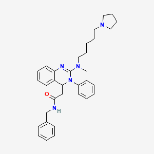 molecular formula C33H41N5O B10850043 N-benzyl-2-(2-(methyl(5-(pyrrolidin-1-yl)pentyl)amino)-3-phenyl-3,4-dihydroquinazolin-4-yl)acetamide 