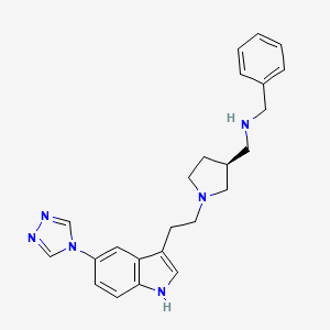 molecular formula C24H28N6 B10850109 (3S)-3-(N-benzyl)aminomethyl-1-[2-(5-(1,2,4-triazol-4-yl)-1H-indol-3-yl)ethyl]pyrrolidine 