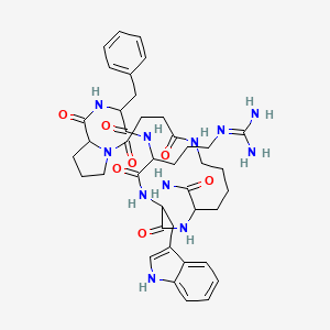 molecular formula C41H55N11O7 B10850645 (11S,14S,17R,20S,23R)-20-Benzyl-17-[3-(diaminomethylideneamino)propyl]-14-(1H-indol-3-ylmethyl)-2,5,13,16,19,22-hexaoxo-1,6,12,15,18,21-hexazabicyclo[21.3.0]hexacosane-11-carboxamide 