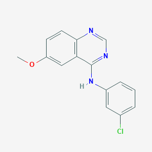 molecular formula C15H12ClN3O B10850909 N-(3-chlorophenyl)-6-methoxyquinazolin-4-amine CAS No. 153437-82-2