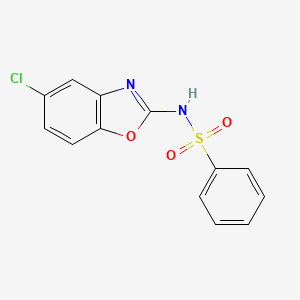 molecular formula C13H9ClN2O3S B10851095 N-(5-chlorobenzo[d]oxazol-2-yl)benzenesulfonamide 