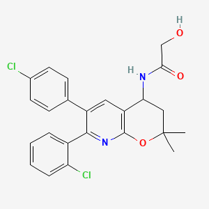 N-(7-(2-Chlorophenyl)-6-(4-chlorophenyl)-2,2-dimethyl-3,4-dihydro-2H-pyrano[2,3-B]pyridin-4-YL)-2-hydroxyacetamide (enantiomeric mix)