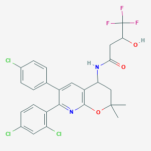 N-[6-(4-Chlorophenyl)-7-(2,4-dichlorophenyl)-2,2-dimethyl-3,4-dihydro-2H-pyrano[2,3-B]pyridine-4-YL]-4,4,4-trifluoro-3-hydroxybutanamide (diastereomeric mix)